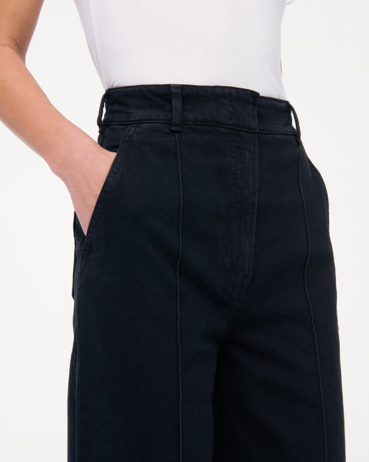 High Waisted Denim Trouser