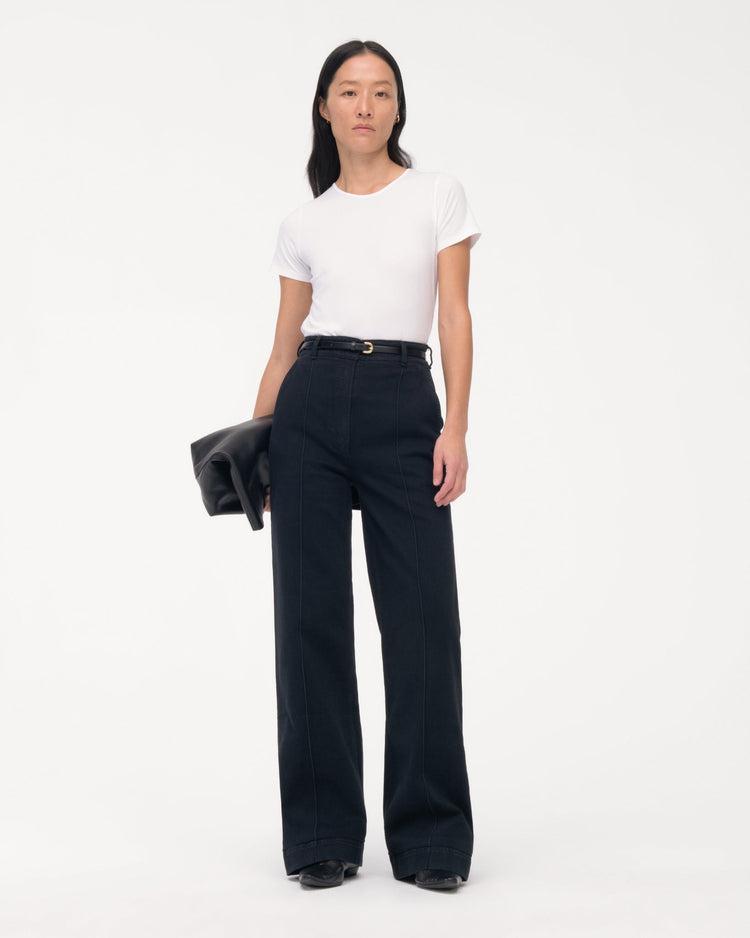 High Waisted Denim Trouser