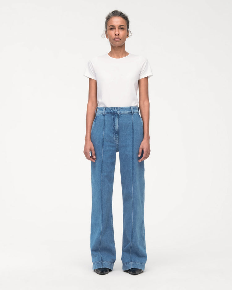 High Waisted Denim Trouser