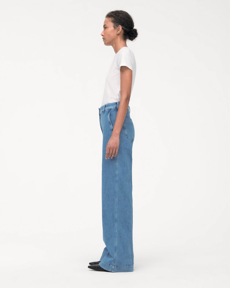 High Waisted Denim Trouser