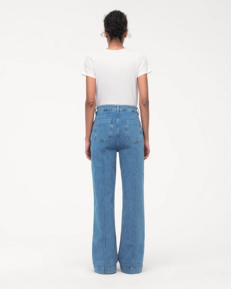 High Waisted Denim Trouser