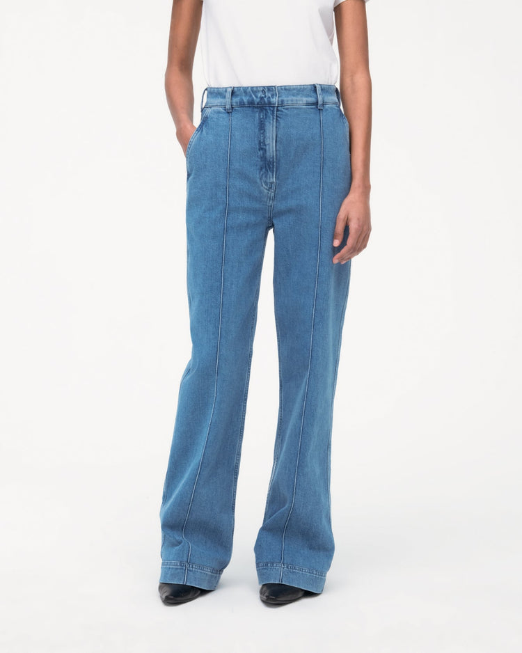 High Waisted Denim Trouser