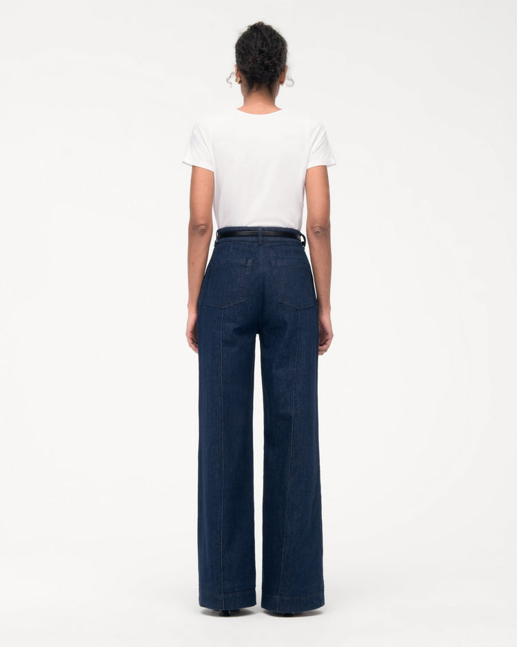 High Waisted Denim Trouser