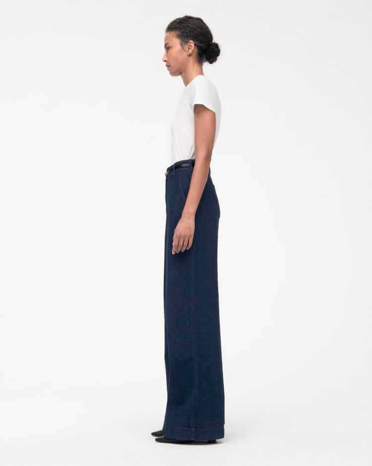 High Waisted Denim Trouser