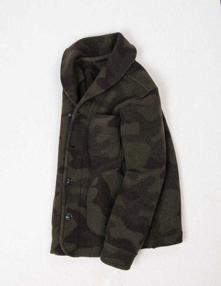 Hale Wool Cardigan in Olive Camouflage