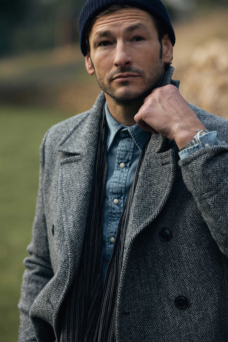 Harris Tweed Herringbone Double Breasted Topcoat