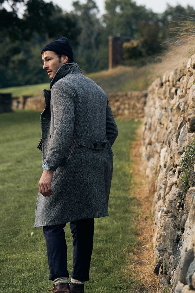 Harris Tweed Herringbone Double Breasted Topcoat