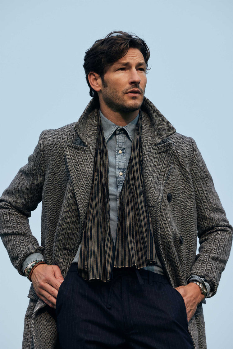 Harris Tweed Herringbone Double Breasted Topcoat