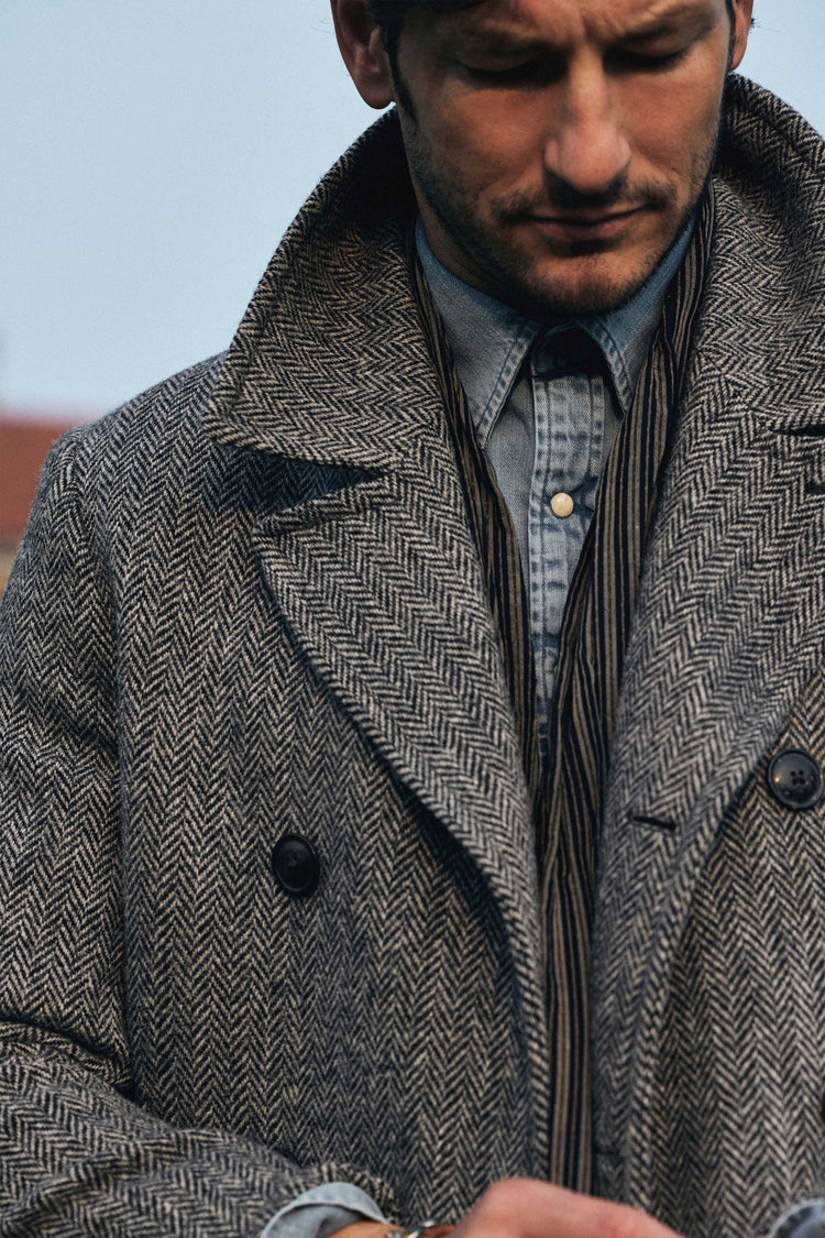 Harris Tweed Herringbone Double Breasted Topcoat