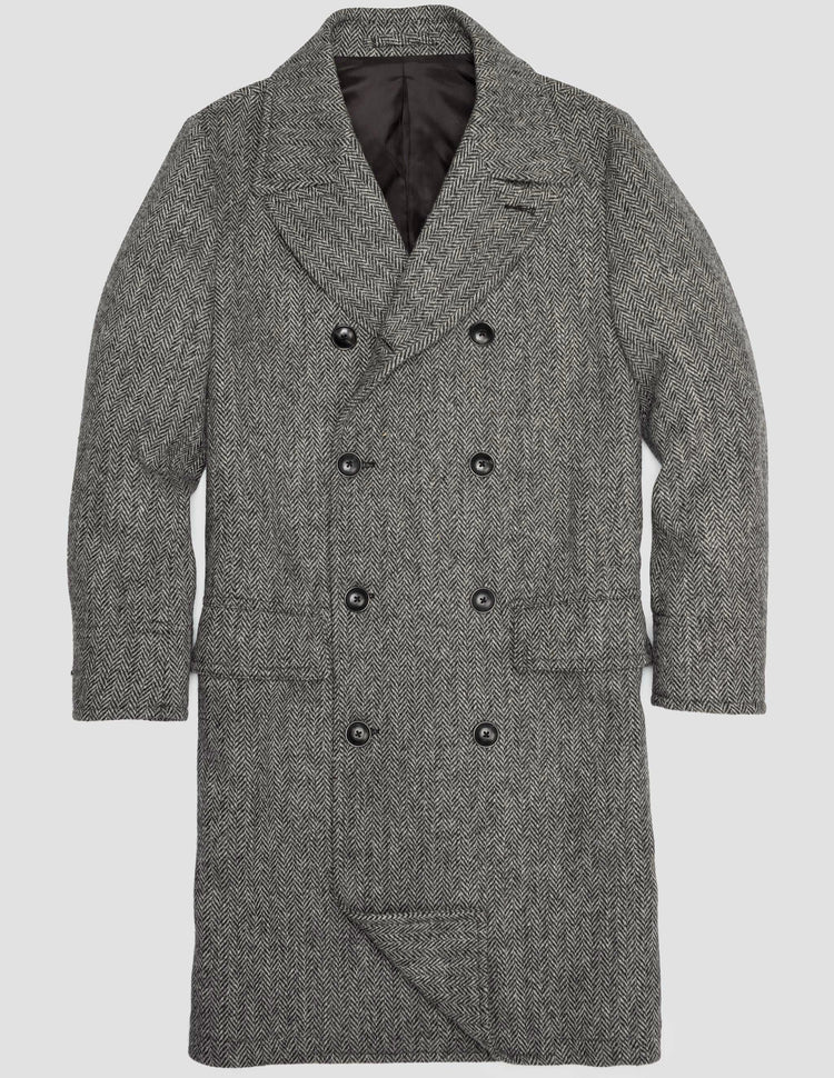 Harris Tweed Herringbone Double Breasted Topcoat