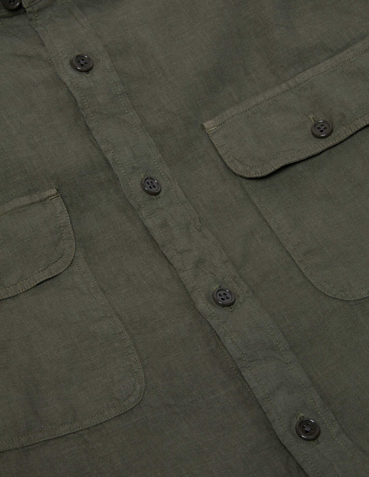 Hayes Garment Dyed Linen Camp Shirt in Field