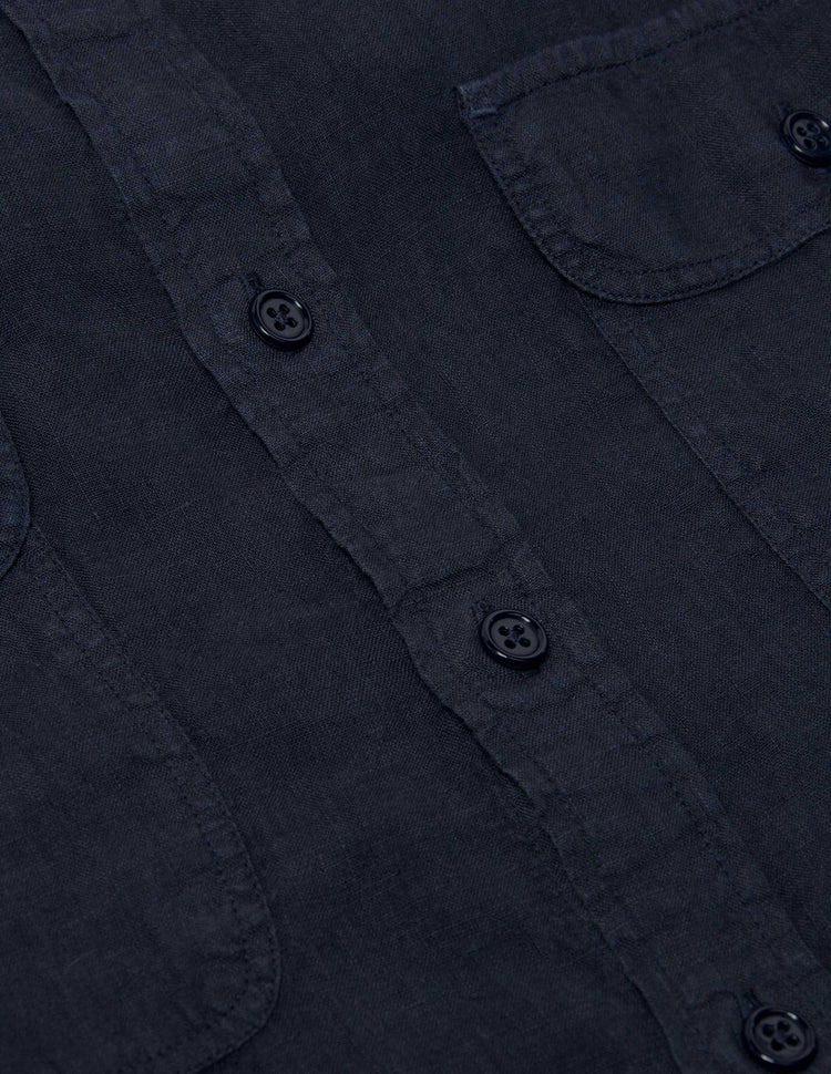 Hayes Garment Dyed Linen Camp Shirt in Ink