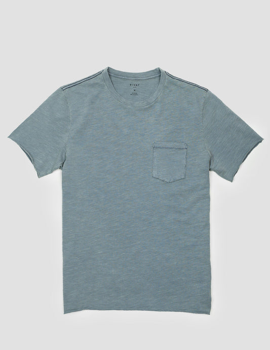 Pocket Cotton Tee in Indigo