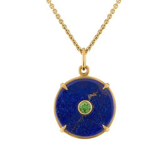 Circle Pendant with Lapis and Tsavorite