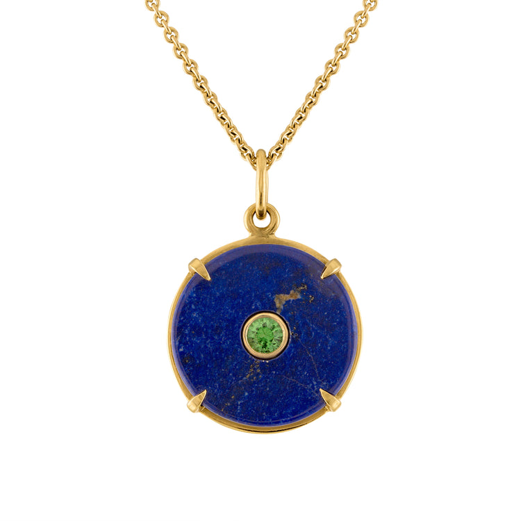 Circle Pendant with Lapis and Tsavorite