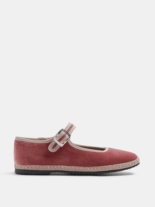 Kids Soft Mary Jane in Pink Velvet
