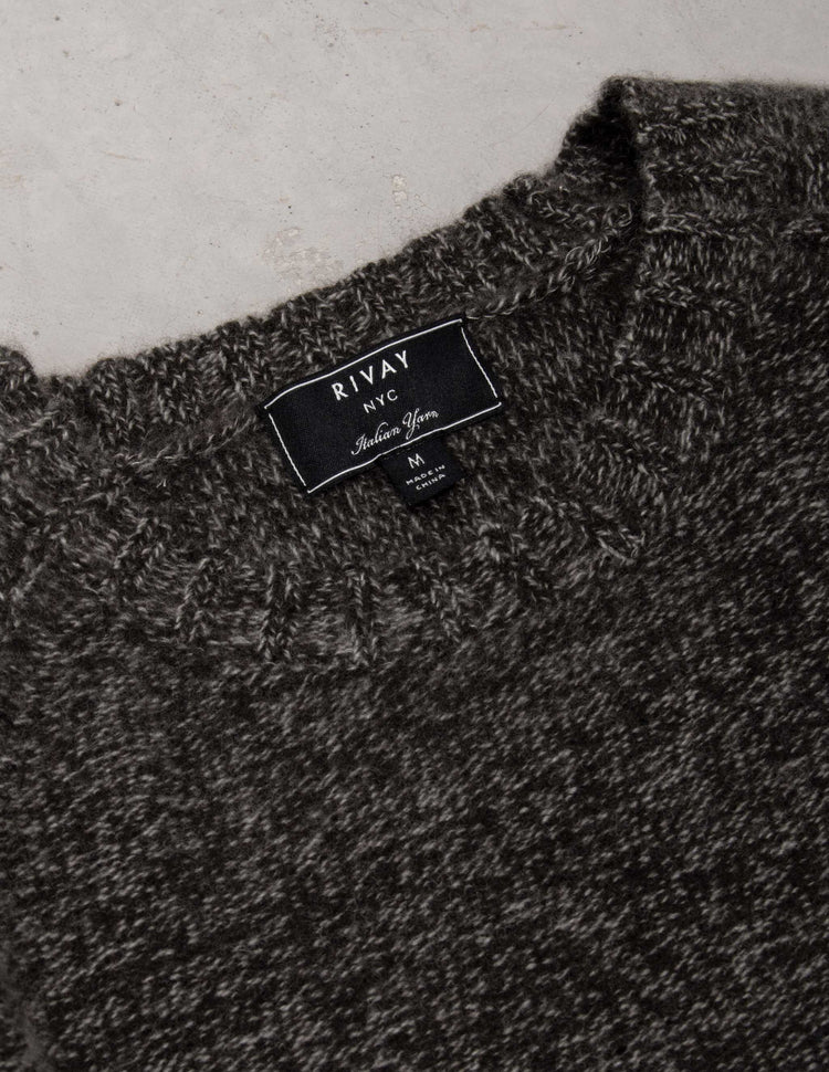 Kent Wool Crewneck Sweater in Brown Marl