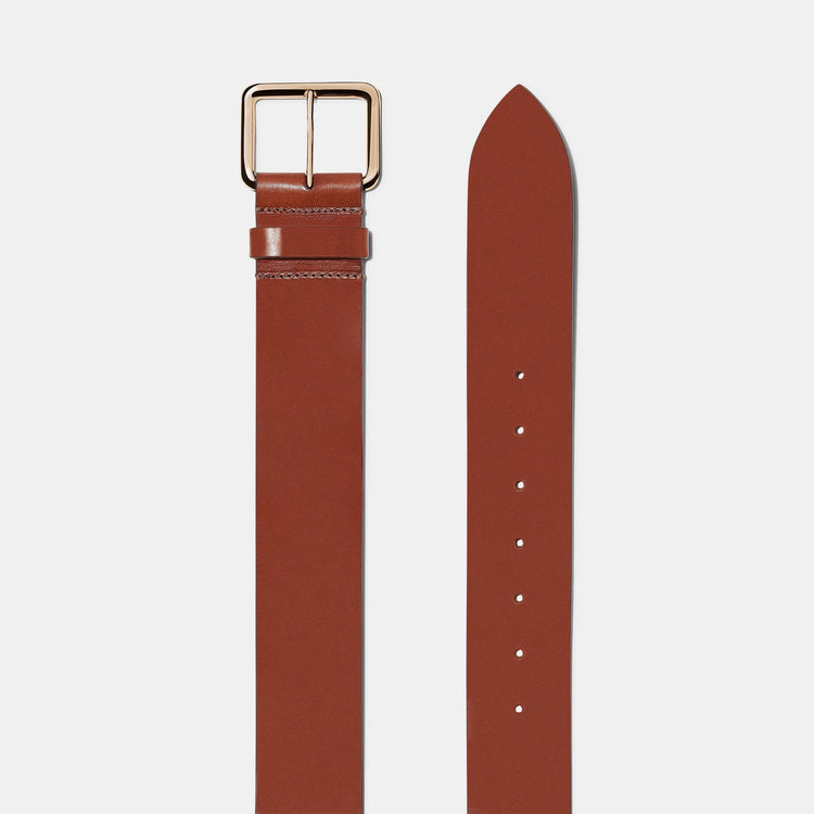Largo Belt in Chestnut with Gold Buckle