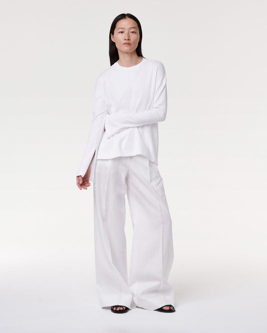 Luxe Seamed Long Sleeve Tee in White