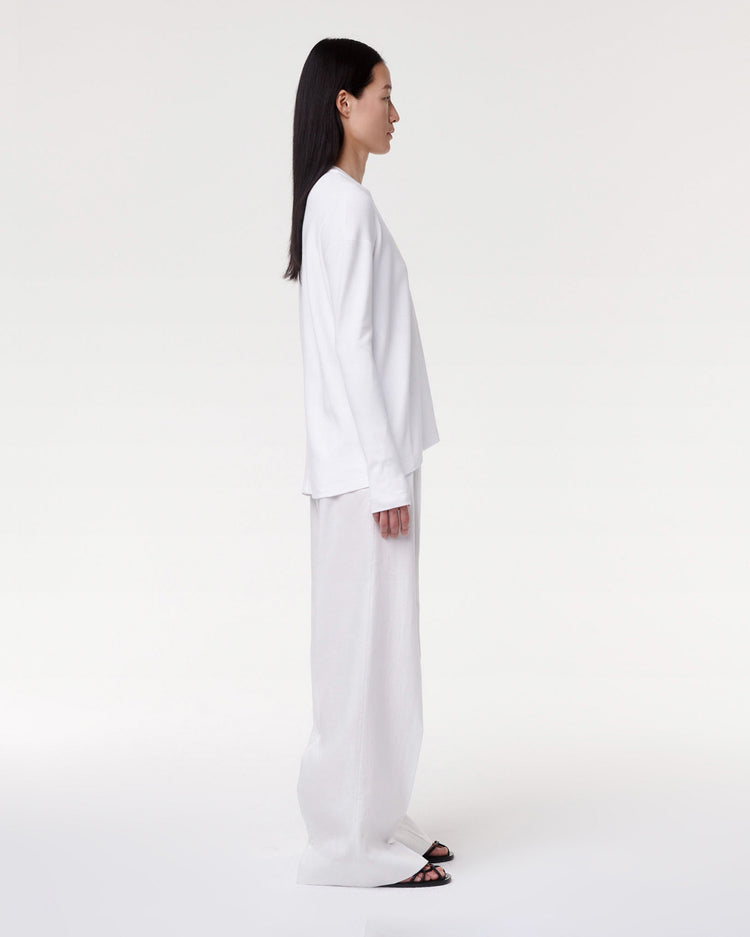 Luxe Seamed Long Sleeve Tee in White
