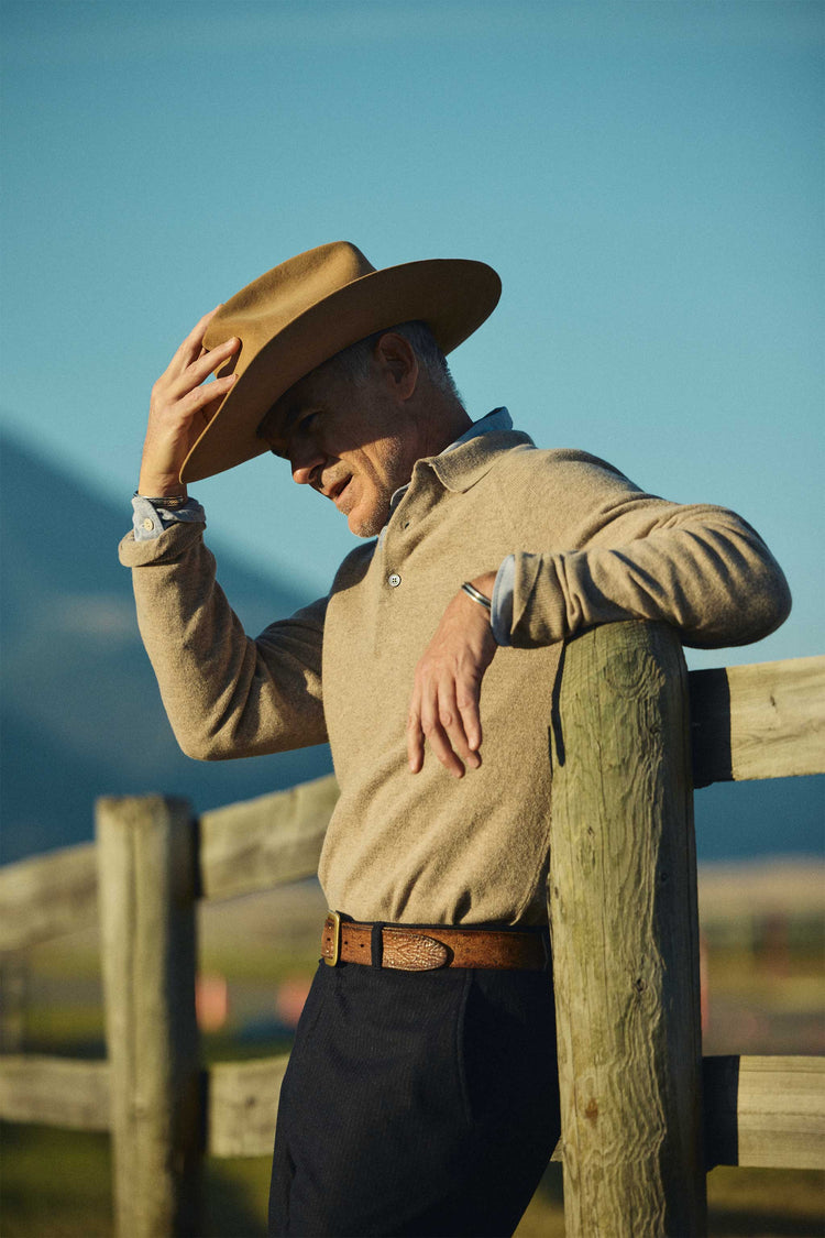 Luca Italian Wool Sweater Polo in Camel