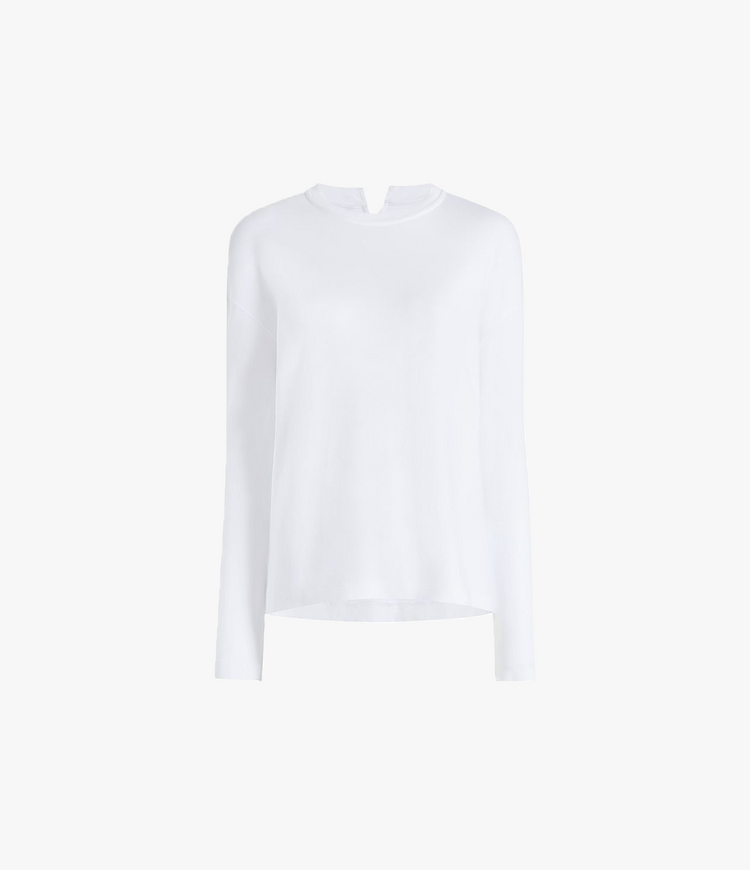 Luxe Seamed Long Sleeve Tee in White