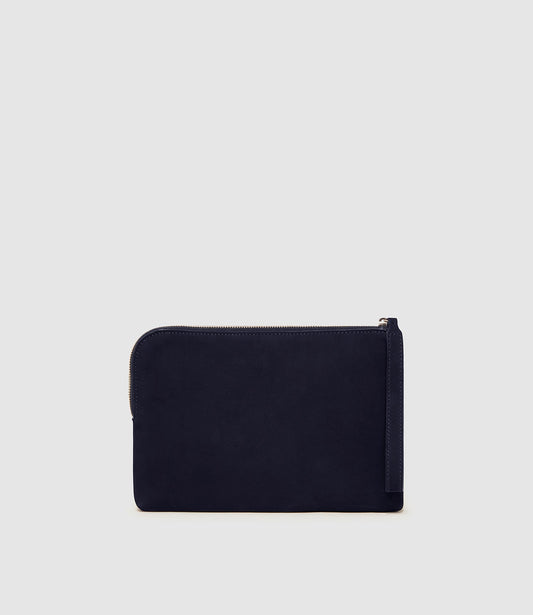 Wristlet Clutch in Nubuck Navy