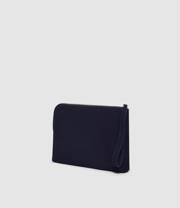 Wristlet Clutch in Nubuck Navy