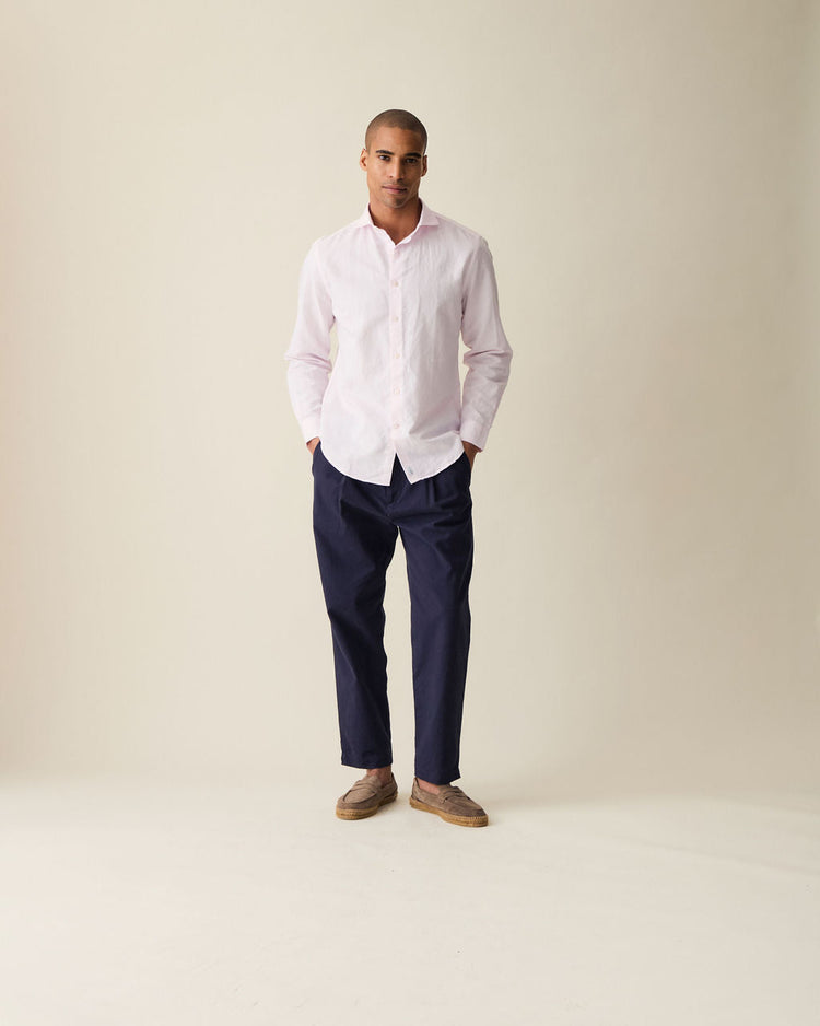 Classic Pink Linen-Blend Shirt