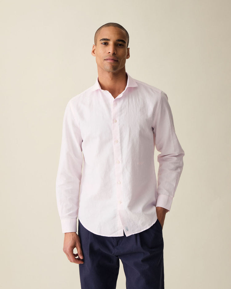 Classic Pink Linen-Blend Shirt
