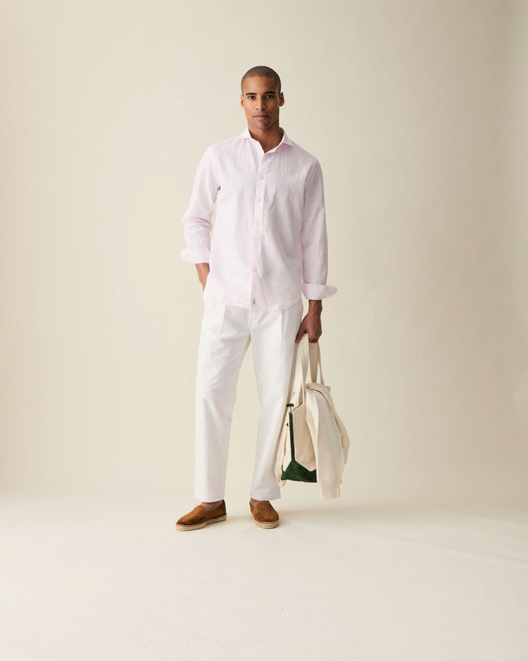 Classic Pink Linen-Blend Shirt