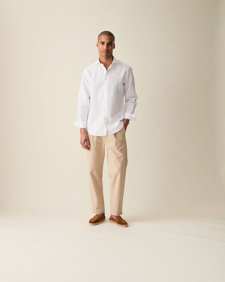 Classic White Linen-Blend Shirt
