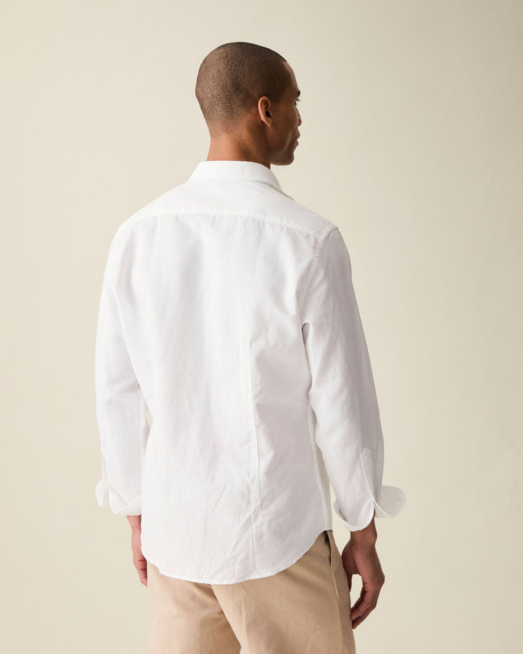 Classic White Linen-Blend Shirt