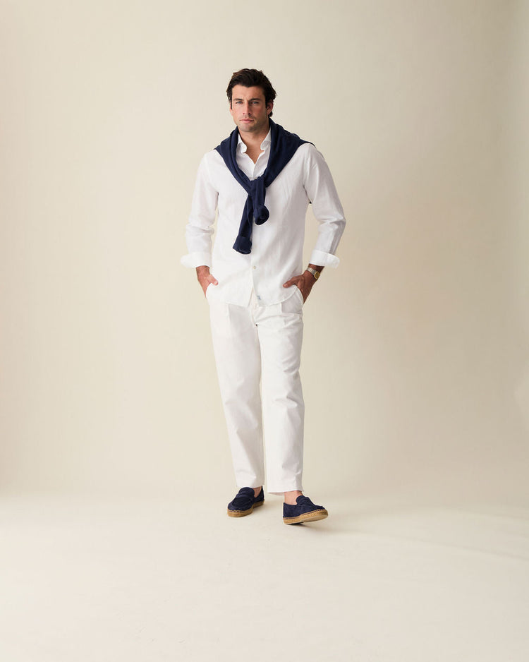 Classic White Linen-Blend Shirt