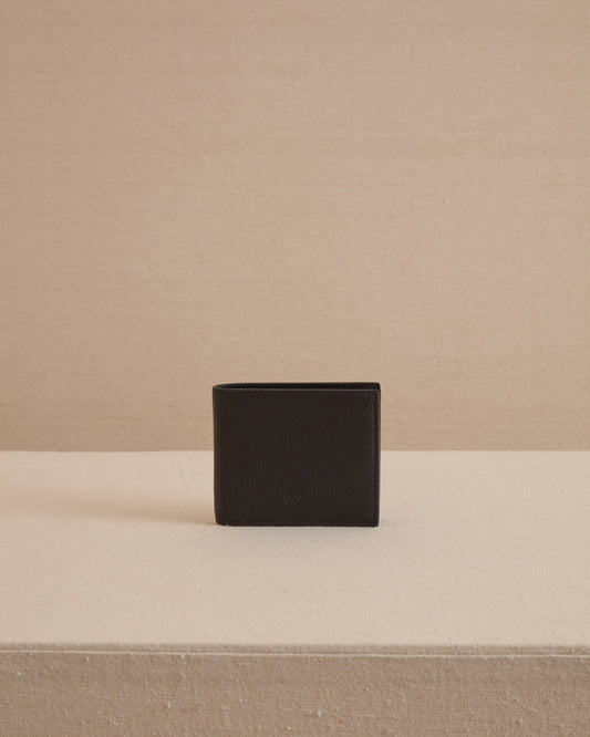 Bi-Fold Wallet in Black Tumbled Grain