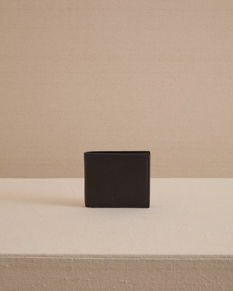 Bi-Fold Wallet in Black Tumbled Grain