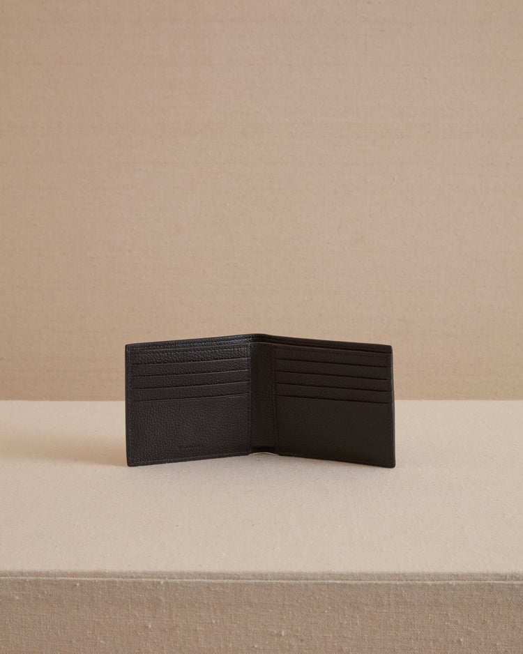 Bi-Fold Wallet in Black Tumbled Grain