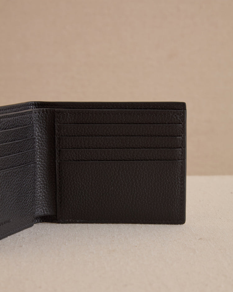 Bi-Fold Wallet in Black Tumbled Grain