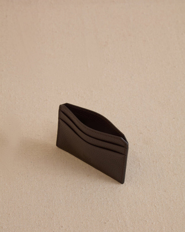 Card Case in Chocolate Tumbled Grain