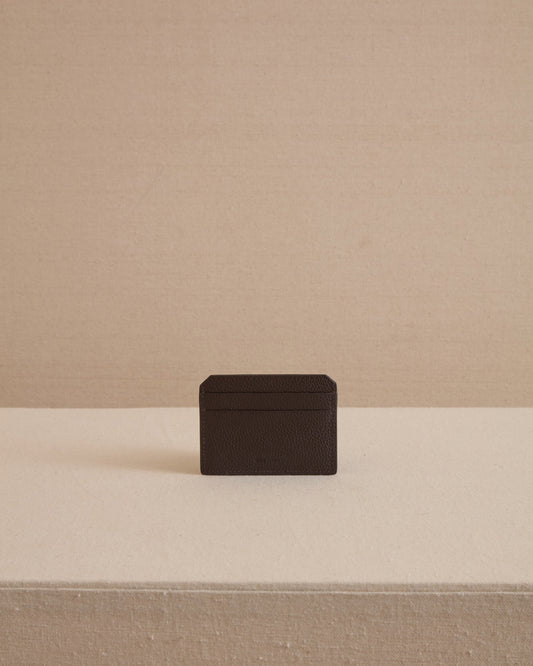 Card Case in Chocolate Tumbled Grain