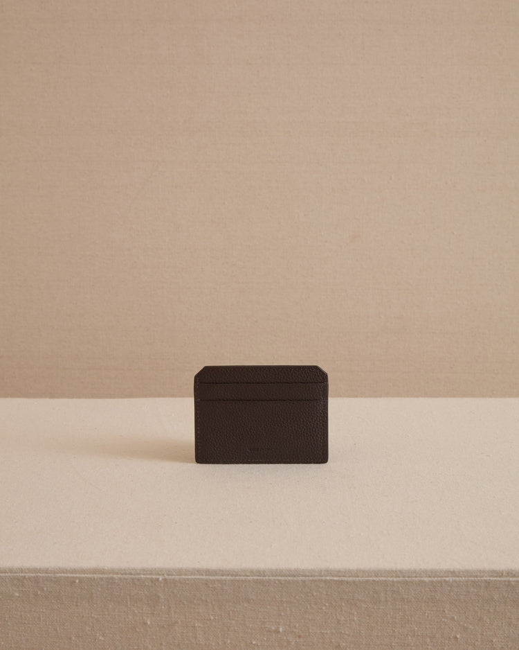 Card Case in Chocolate Tumbled Grain