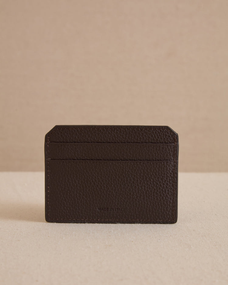 Card Case in Chocolate Tumbled Grain