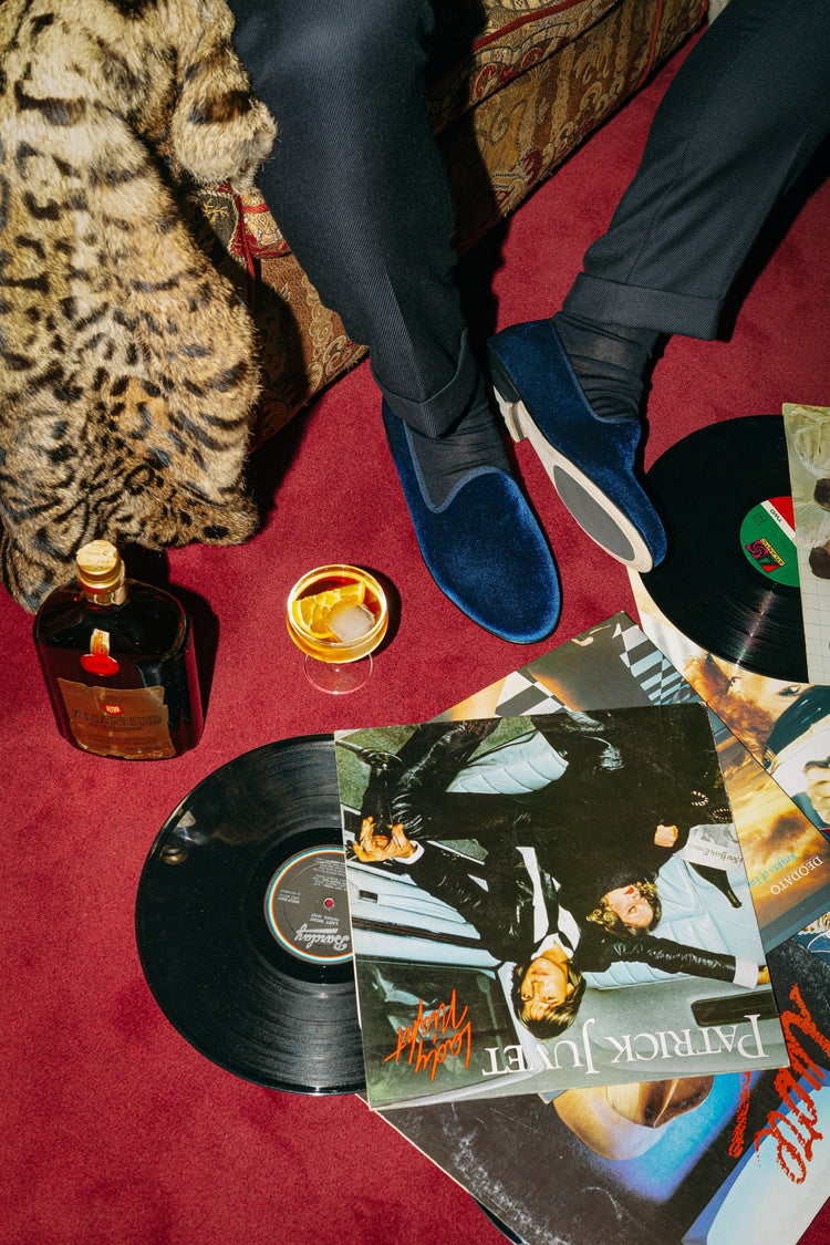 Men’s Navy Velvet Slipper II