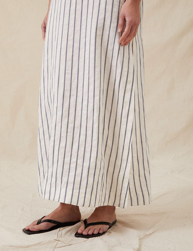 The Long Caftan in Ticking Stripe