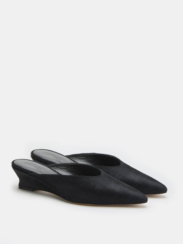 Victoria Micro Wedge Mule in Black Calf Hair