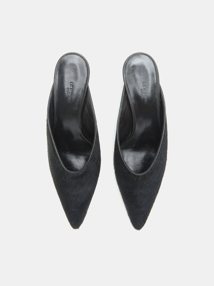 Victoria Micro Wedge Mule in Black Calf Hair