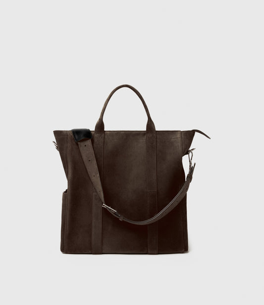 Mariner Zippered Tote in Suede Chocolate