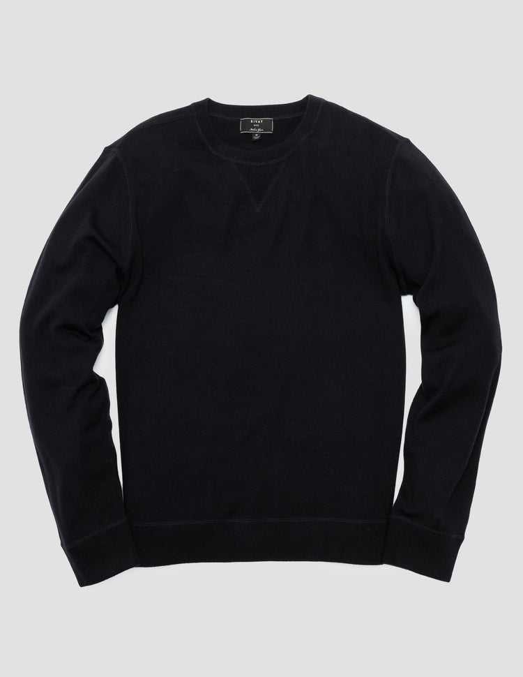 Merino Wool Crewneck Sweater in Navy