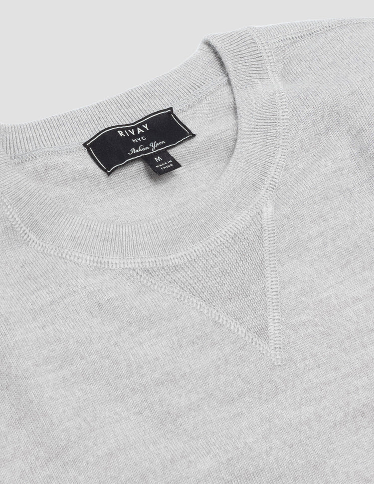 Merino Wool Crewneck Sweater in Pearl Grey