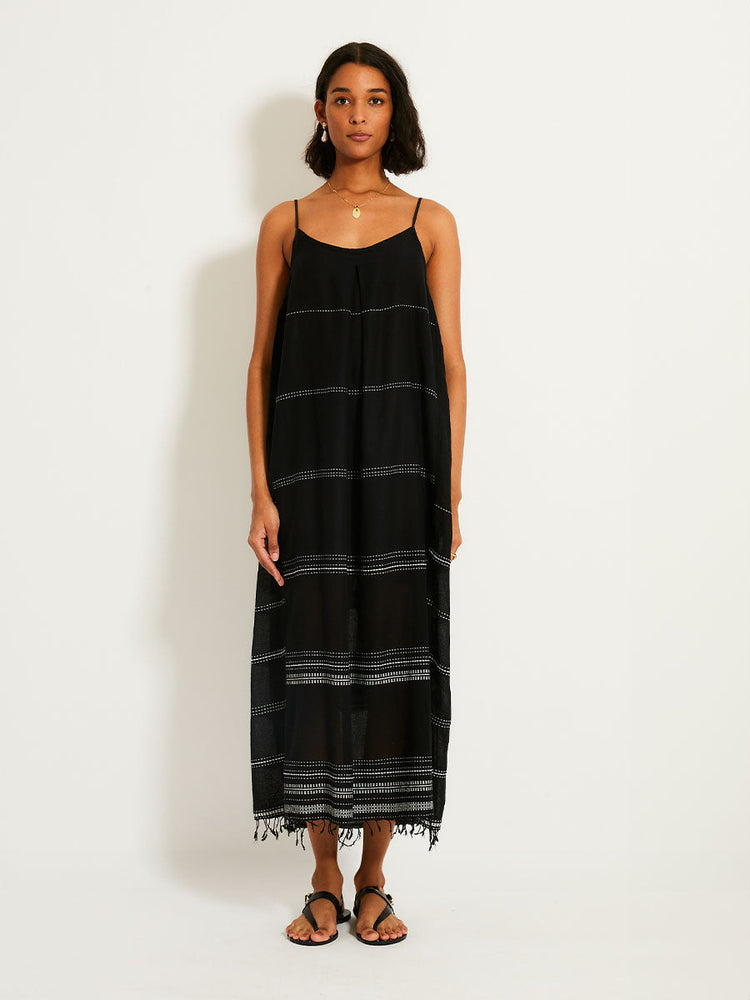 Nia Slip Dress in Leliti Black